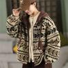 Johnature Women Vintage Hooded Print Floral Zipper Warm Winter Coats Chinese Style Long Sleeve Female Coats