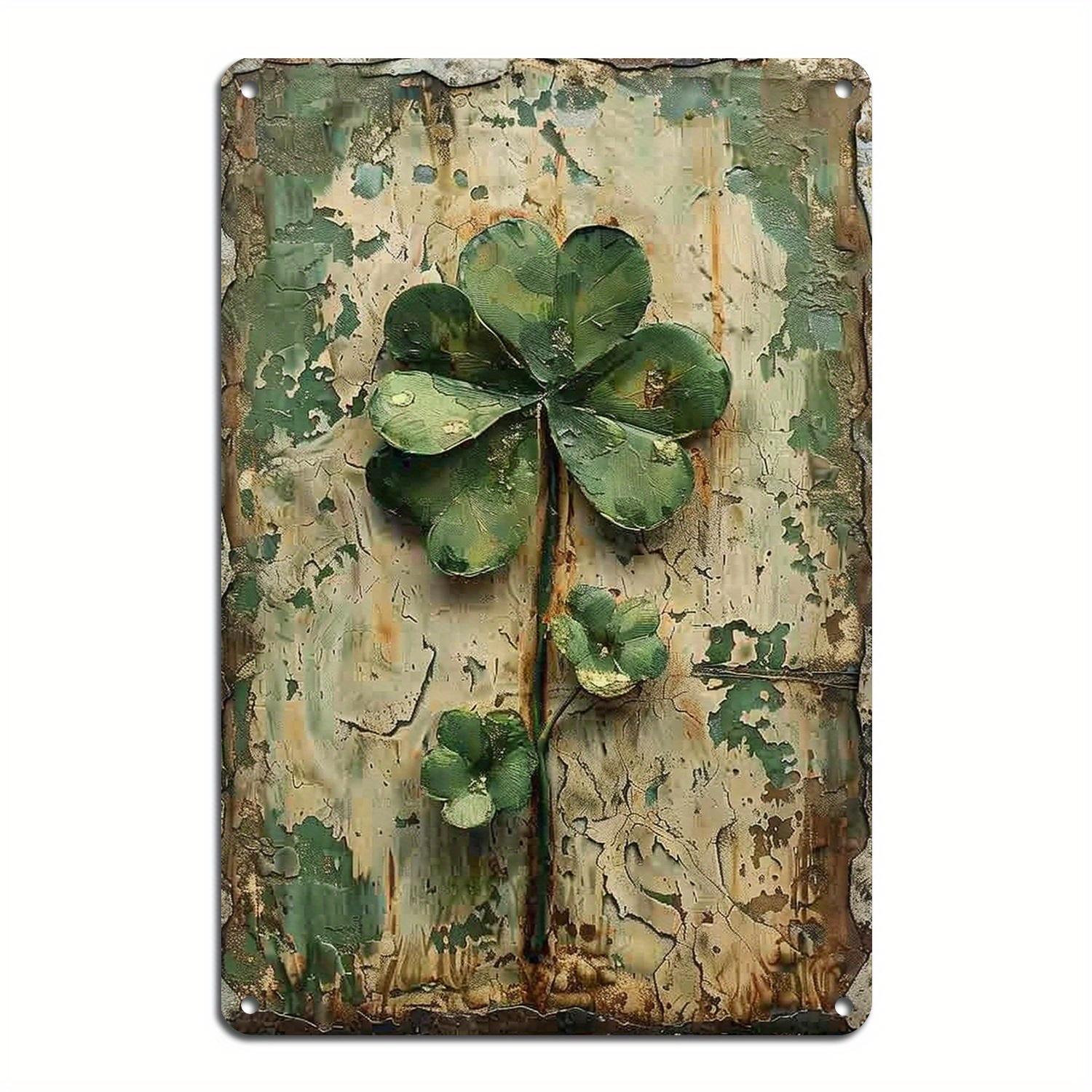 

Декор ко Дню Святого Патрика Жестяная табличка Shake, День Святого Патрика Собаки Клевер Цветочный Пасхальный Металлические таблички Настенный декор 20x30cm белый