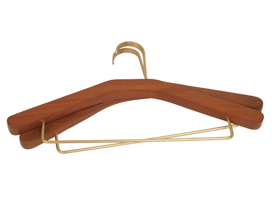 Kleiderbügel aus massivem Schwarznuss-Holz mit Kupferhaken, rutschfestes Design für Schlafzimmer und Hotelbekleidung