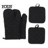 Heat Resistant Oven Mitts 4Pcs and Pot Holders Set, Cotton Kitchen Gadgets for Home Gloves, Quilted Insulated Mats Baking Cooking Accessories