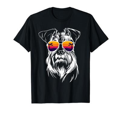 Miniature Schnauzer Dog with Sunglasses T-Shirt