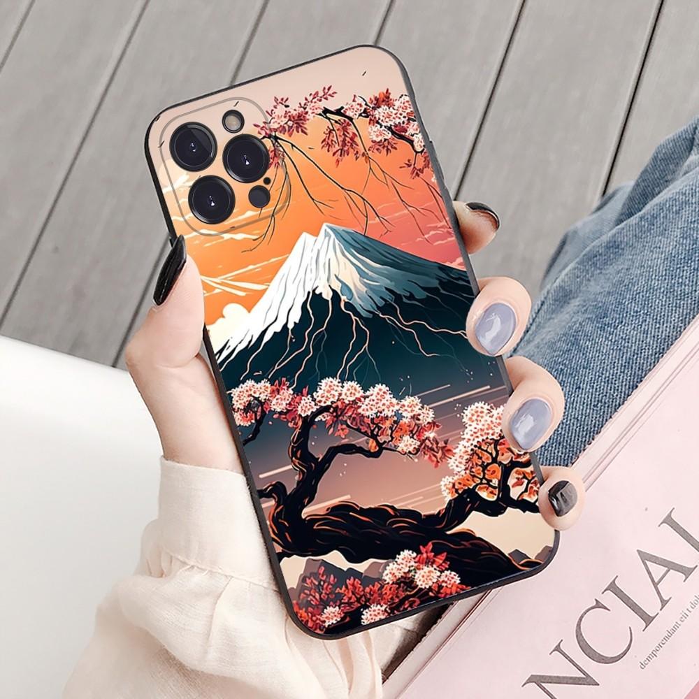 Japanese Aesthetic Mount Fuji Landscape Phone Case For iPhone 15 14 11 12 13 Mini Pro XS Max Cover 6 7 8 Plus X XR SE 2020 Shell