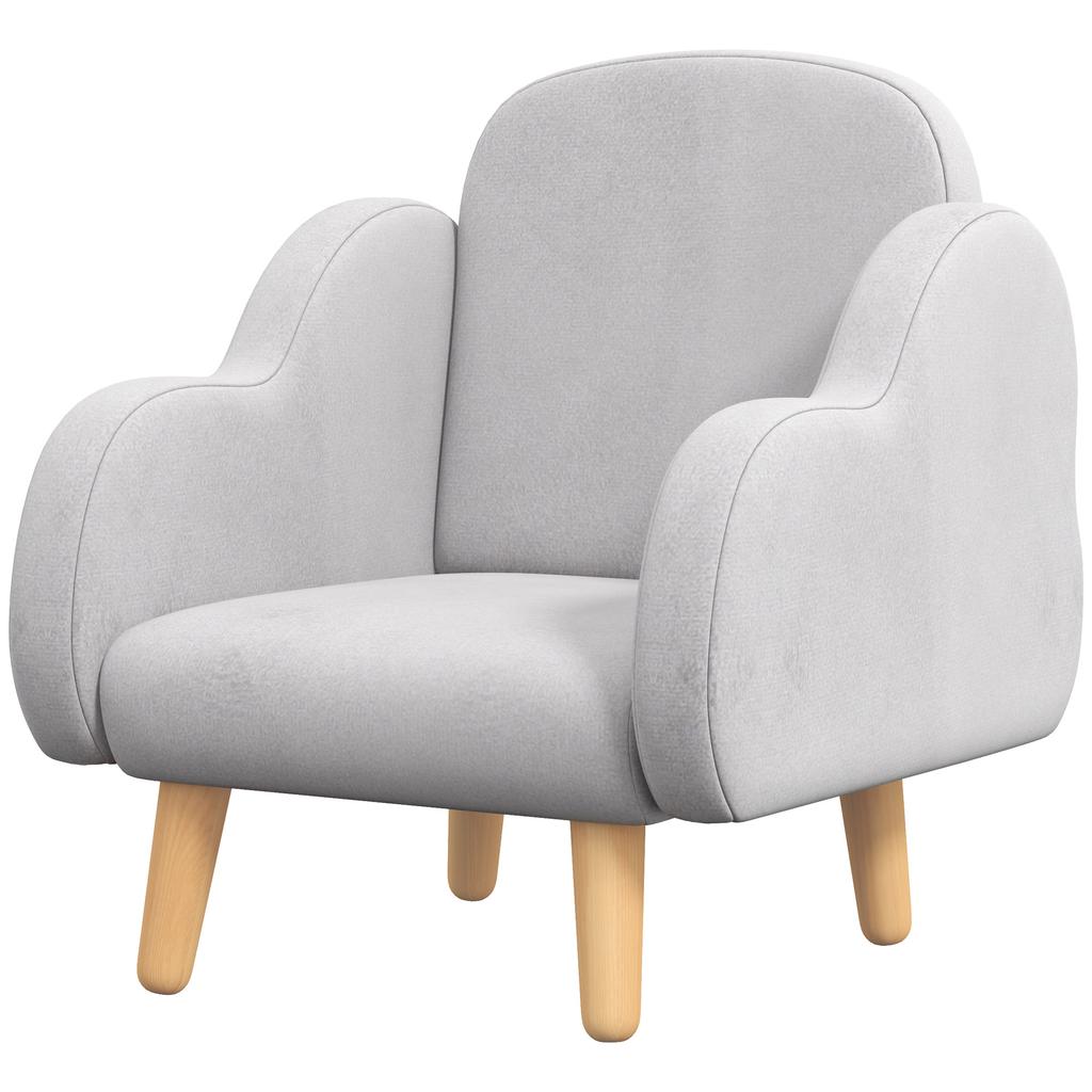 Children S Armchair Up To 3 Years Old With Cloud Shaped Armrests In Fabric 46x51x55cm Gray