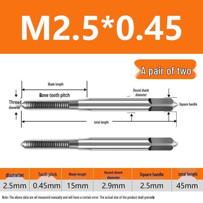 Feingewinde Handgewindebohrer M8-M20 Satz (5 Stücke)