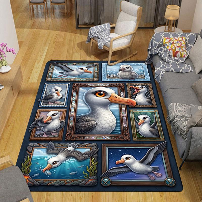 Seagull Art Collection Pattern Rug Floor Mat for Living Room or Bedroom Soft and Comfortable Carpet a Gift for Birthday and Holiday.