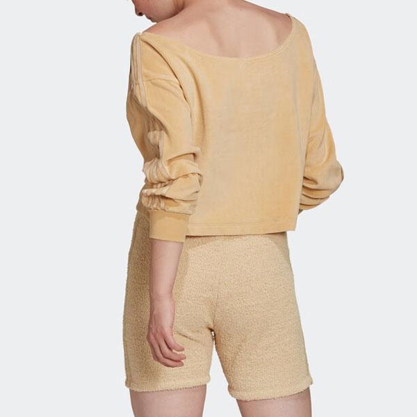 Adidas Originals Solid Color Crew Neck Sports Sweatshirt Women sweatshirt Beige H18839