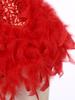 Womens Stage Performance Dancewear Halter Sleeveless Backless Shiny Sequins Feather Dance Leotard