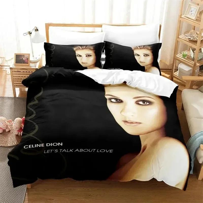 3D Print Celine Dion Bedding Set,Duvet Cover Comforter Bed Set Quilt Cover Pillowcase,King Queen Twin Size Boys Girls Adultse