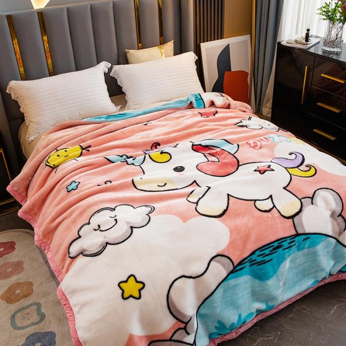 Fleece Blanket Plush Blanket King Size Heavy Mink Blanket Silky Soft and Warm 2 Ply AB Printed Raschel Bed Blanket Rose/Peony