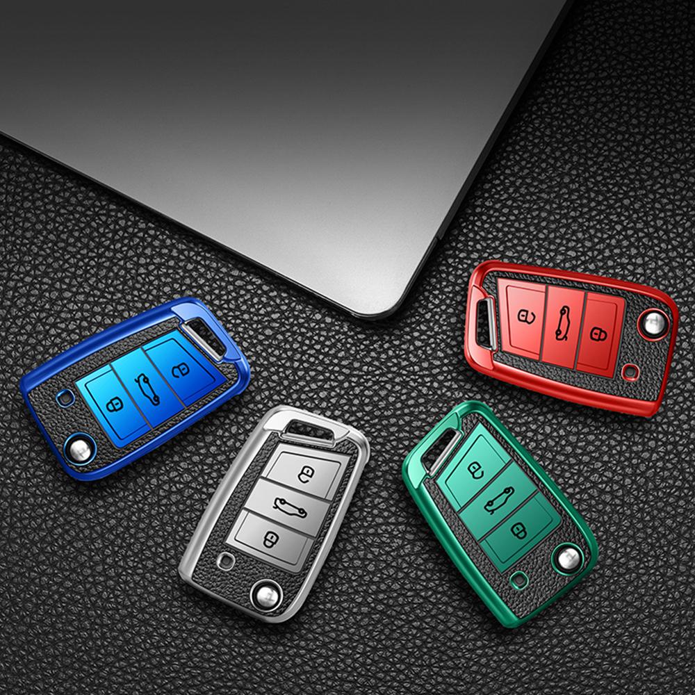 TPU Leather Auto Car Key Case Folding Remote Shell Fob Cover for Volkswagen VW MK7 GTI 7 Golf 7 Golf R Skoda Octavia A7 SEAT