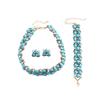 Turquoise Blue Diamond Flower Stud Earrings Necklace Light Luxury Niche Clavicle Chain Premium Jewelry Set