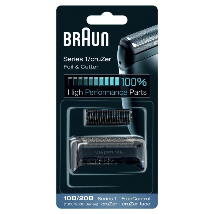 Cassette de rechange Braun 10B Série 1 pour rasoir - Recharge Grille + Couteaux - Noir