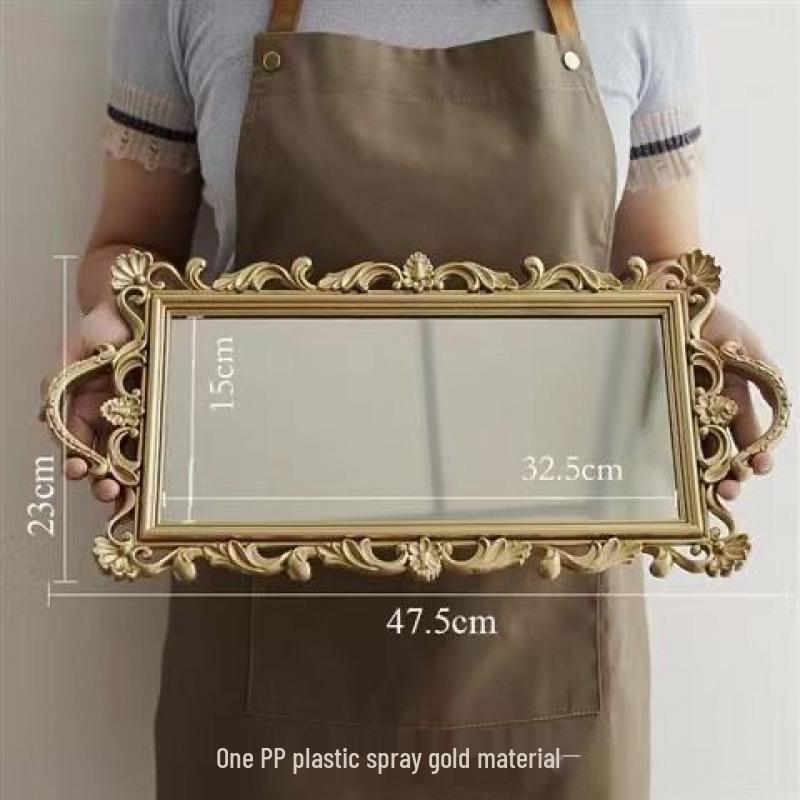 Französischer Retro-Hofstil Goldener Schwebender Schminkspiegel - Dekorativer, Unregelmäßiger Wandspiegel für Fotografie