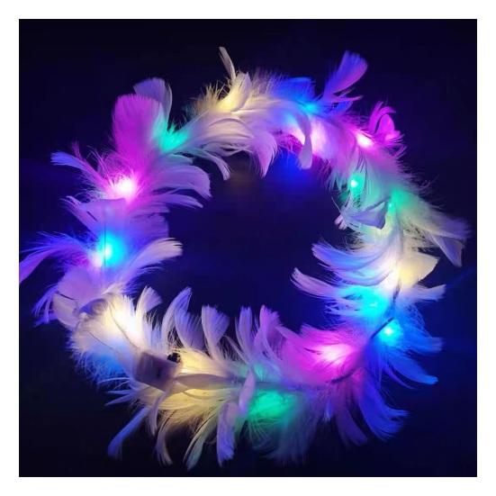 

Светодиодный венок с имитацией гусиного пера, декоративный, красочный, светящийся, легкий, угловой, корона, повязка на голову для женщин, головной убор, свадьба, рождество, вечеринка, подарок, реквизит для фотосъемки
