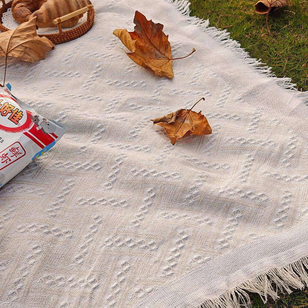 White Outdoor Picnic & Beach Blanket: Moisture-Proof Ground Mat for Camping, Seaside, and Photography