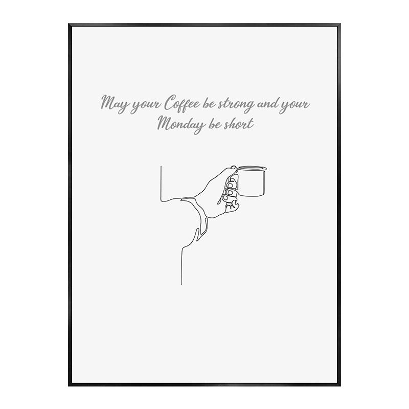 Abstract Line Drawing Coffe Poster Funny Quotes Kitchen Decorative Paintings Canvas Nordic Wall Art Picture Home Cafe Decoration