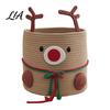 Sturdy Woven Container for Living Room Cute Reindeer Cotton Rope Storage Box, Large Capacity Soft Animal Basket Nursery Fabric Basket, Decorative