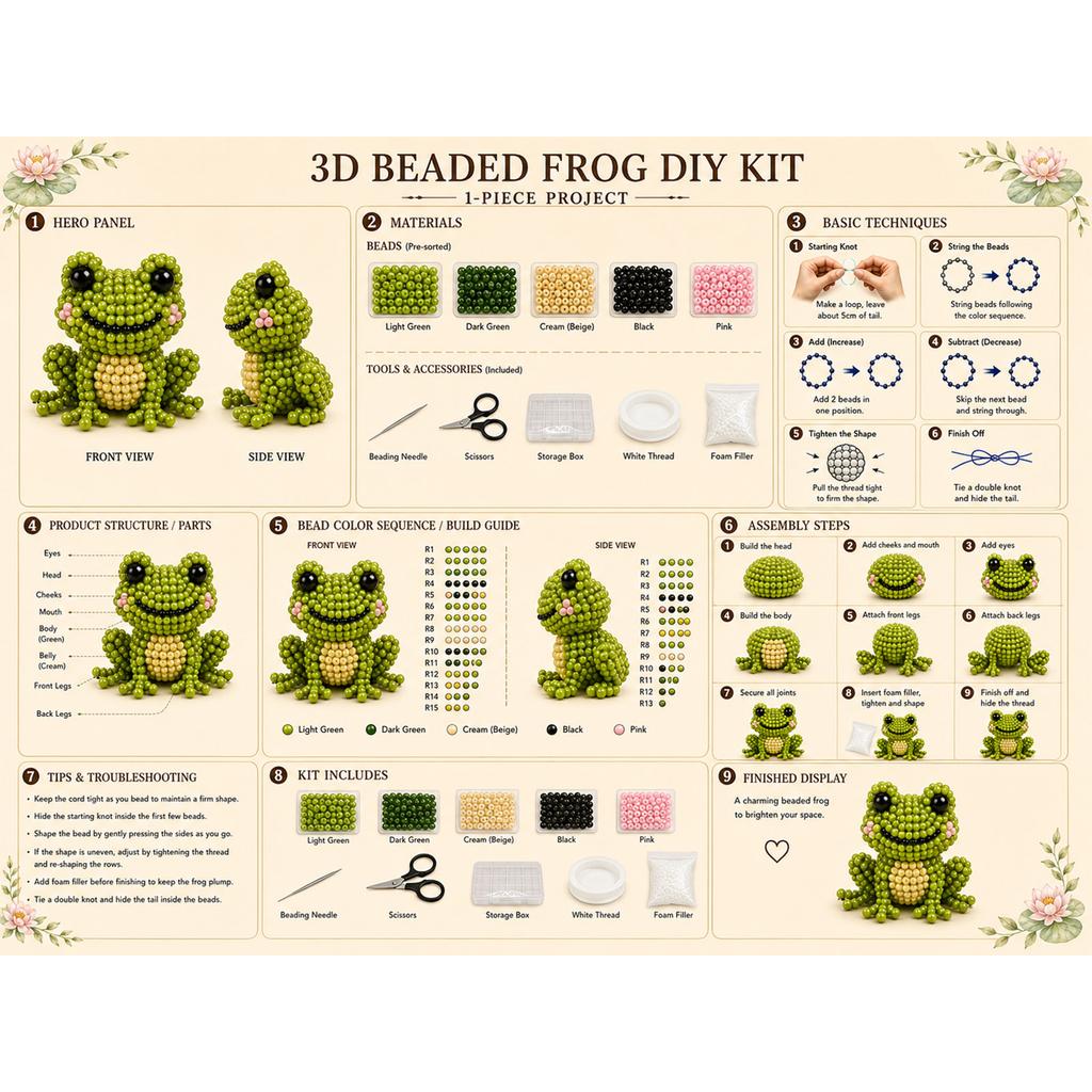 DIY Beaded Kit Pond Set for Animal Figures with Beads and Accessories for Creative Projects