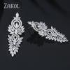 Luxury Leaf Marquise Zircon Long Drop Dangle Earrings Shiny AAA Cubic Zirconia Bridal Women's Wedding Party Zircon Accessories