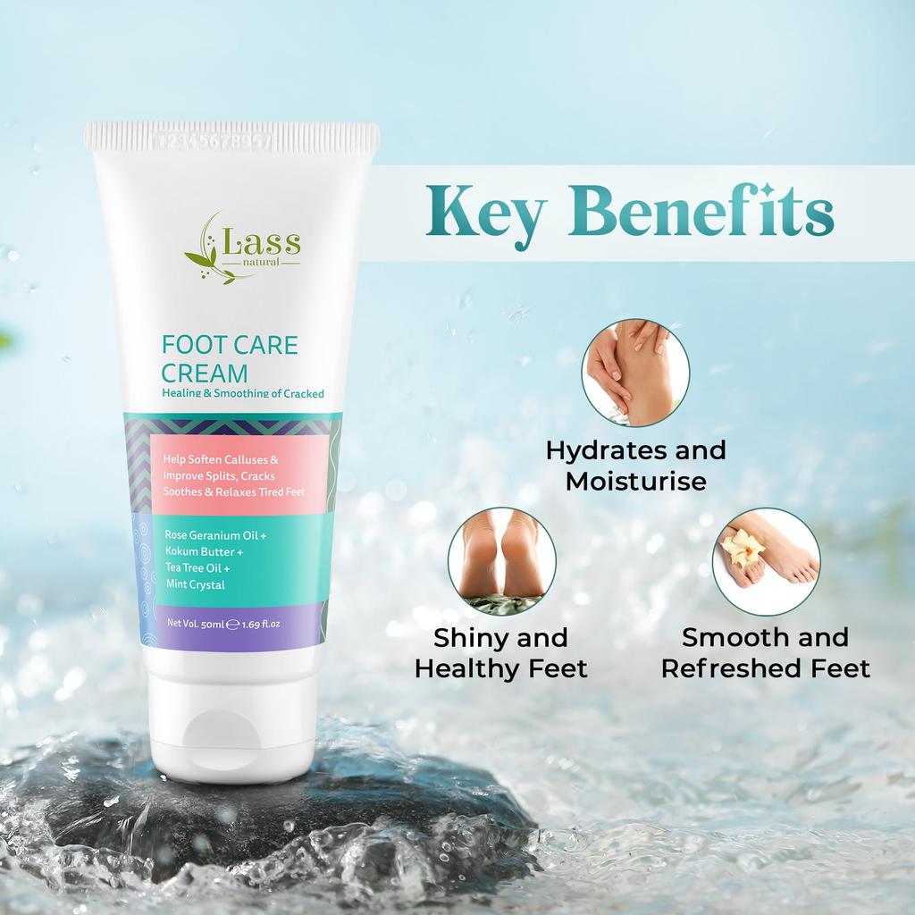 Lass Natural Foot Care Cream | Advanced Rough, Dry and Cracked Heel | Ayurvedic Formula for Healing & Soothing of Cracked Heals | Feet cream is a
