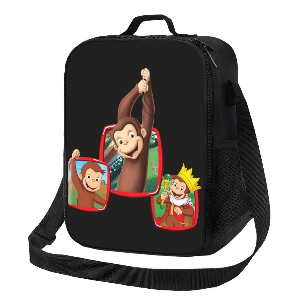 Neugieriger George Manga Isolierte Lunchtaschen für Frauen Wiederverwendbare Kühltasche Thermische Lebensmittel Bento Box Outdoor Camping Reisen