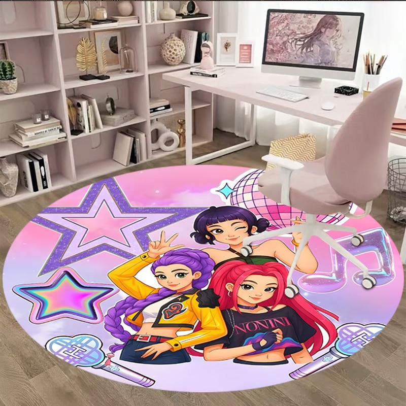 1pc Kpop Team Carpet, Round Rug, Comfortable, Suitable for Entryways, Living Rooms, Office, And Bedrooms, Christmas Decoration