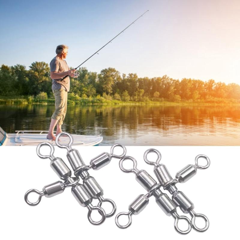 Crossline Swivels Saltwater Fishing Rolling Swivels Fishing Rig Line Connector Fishing Tackle 3 Way Swivels Rotating