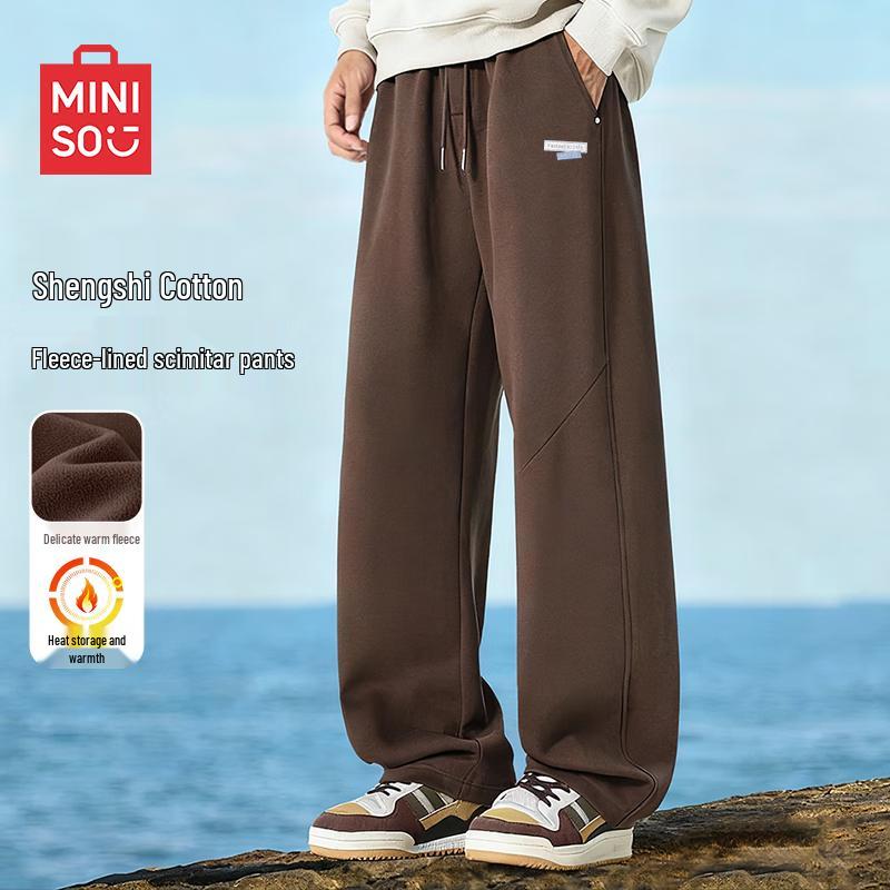 

MINISO Men s Winter Fleece-Lined Curved Leg Athletic Pants 2XL