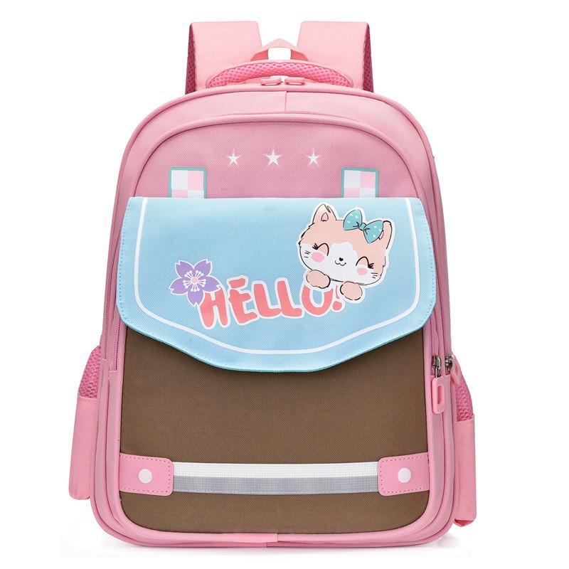New Stylish Cartoon Cat Backpack For Kids In Grades 3 To 6 Durable Oxford Fabric
