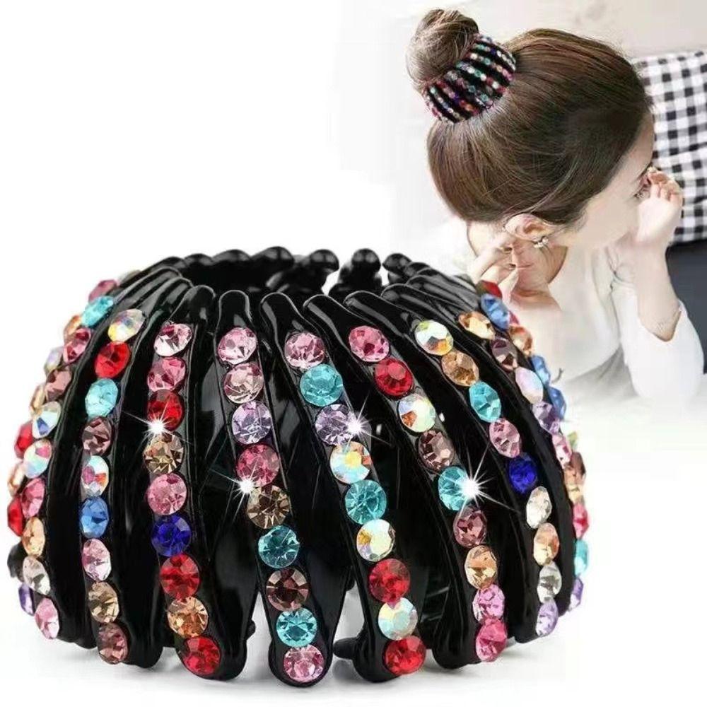 Rhinestone Hair Claw Clip Hair Accessories Hair Bun Maker Fashion Ponytail Holder  Women