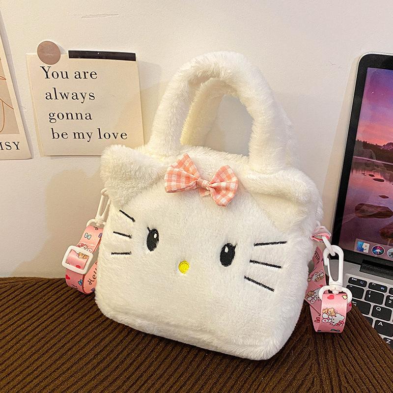 

Anime Sanrio Kuromi Handbag My Melody Cinnamoroll Plush Cosmetic Bag KT Cat Travel Storage Bag Women Birthday Christmas Gifts