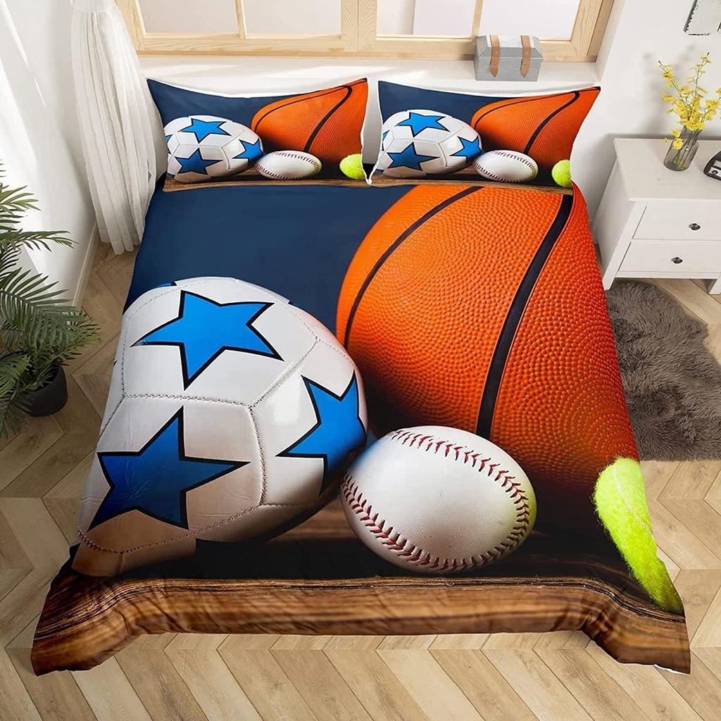Zestaw pościeli piłkarskiej 3D Sportowa poszwa na kołdrę Poszewka na poduszkę 2 lub 3 sztuki AU140 * 210 Dekoracja pokoju chłopięcego