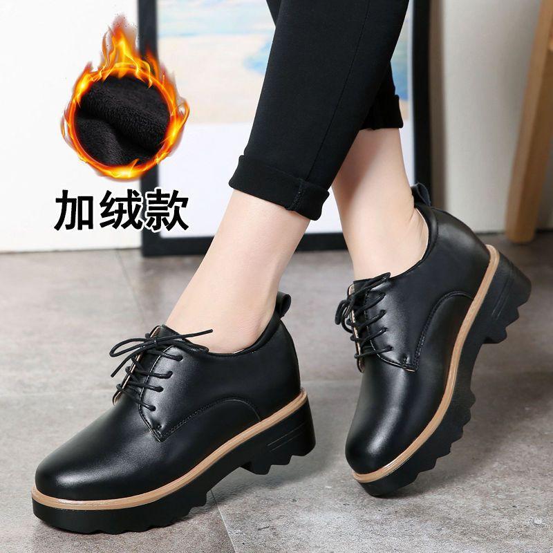 

Ветер кожа маленькие кожаные туфли женские внутренняя высота увеличение женские туфли платформа маффин повседневные женские одинарные туфли 40