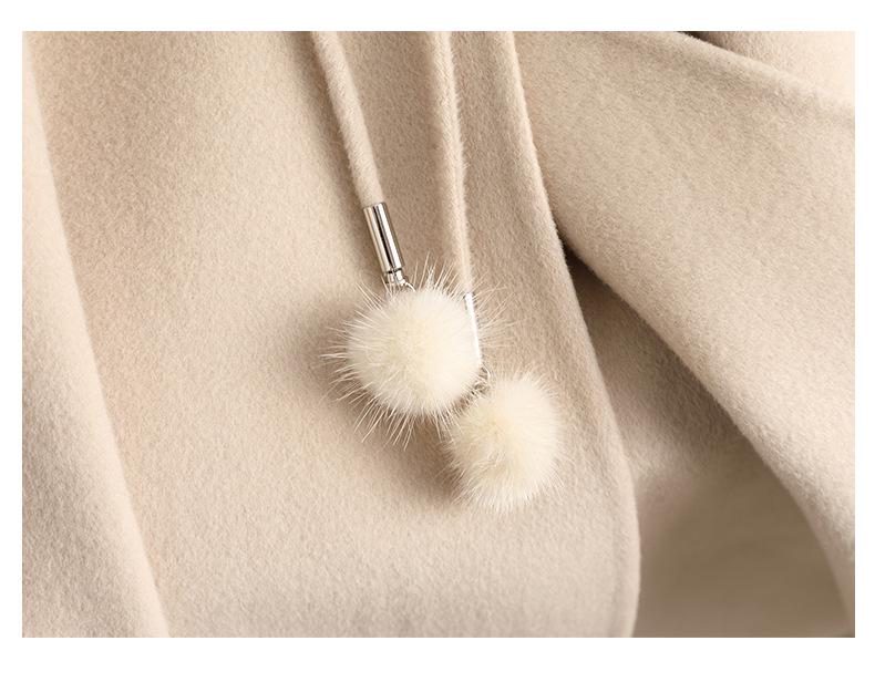 2024 Autumn/Winter Women's Long Double-Faced Wool Coat - Over-the-Knee, Slimming, High-End Wool Blend.