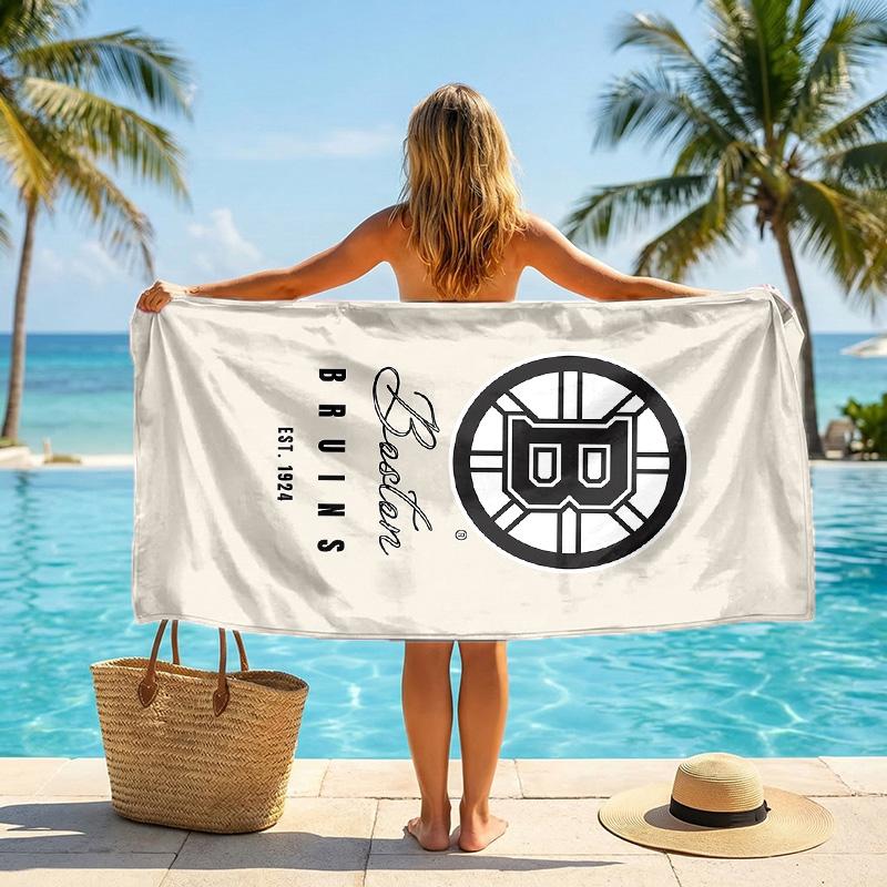 Boston Bruins Fashion Beach Towel Portable Soft Quick Dry Towel For Swimming Camping Holiday Use