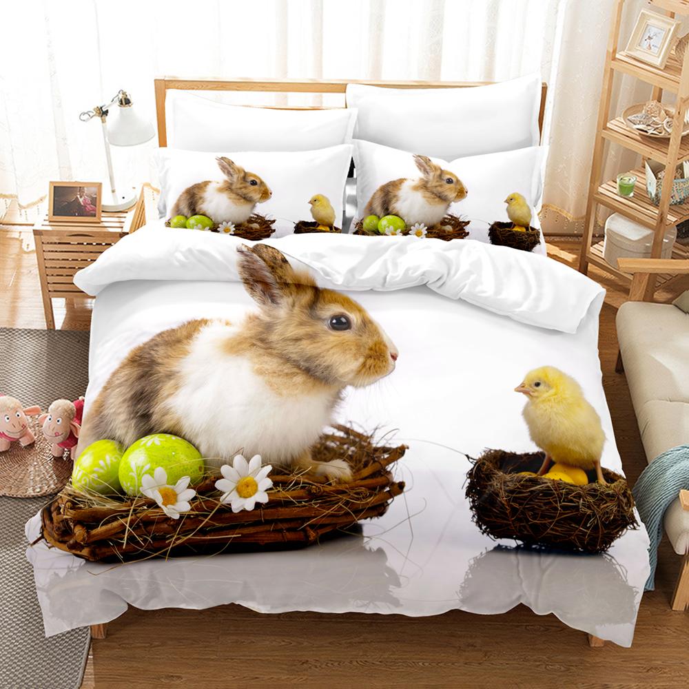 3D Print Little Rabbit Bedding Duvet Cover Set For Kid North America Home Textile Chinese Bed Cover Sets Pillowcases Cartoon New