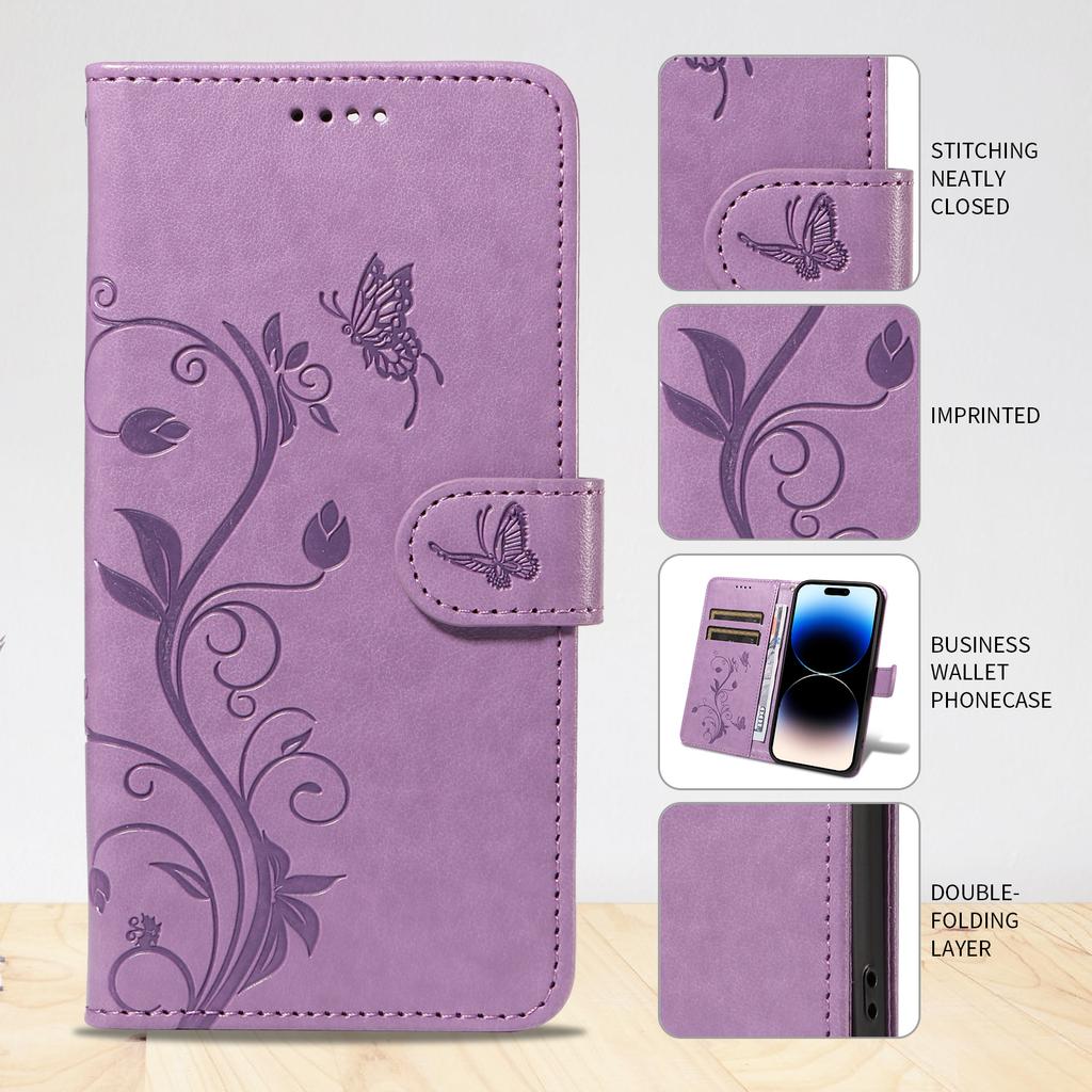 For OnePlus Nord 5 5G/OnePlus Ace 5 Ultra 5G PU Leather Cases Flower Pattern Wallet Stand Phone Cover with Strap -  Light Purple