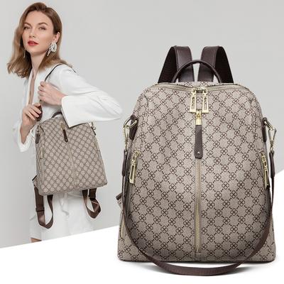 Damen-Rucksack mit doppeltem Verwendungszweck und Diebstahlschutz, beliebt, einfach mit bedrucktem Rucksack für Frühling und Sommer, Reisetasche, Freizeit