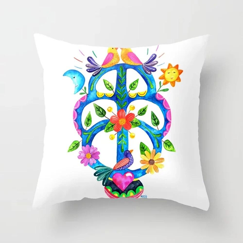 Heimdekoration Kissenbezug Schlafzimmer Wohnzimmer Ölgemälde Blumenmuster Gedruckt