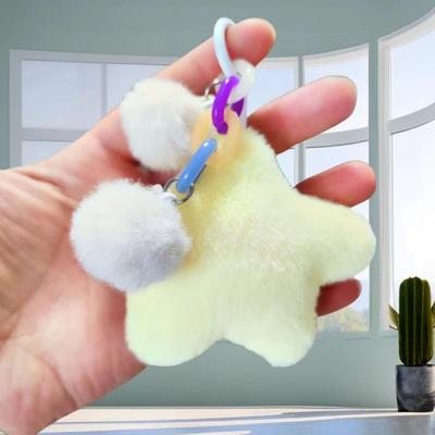 Porte-clés en peluche étoile de dessin animé, petit cadeau, boule de cheveux, étoile, automne hiver, sac pour femme, petit pendentif, ornement de voiture