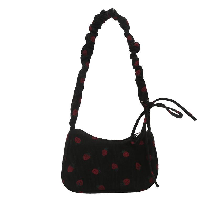 Fashionable Corduroy Crossbody Bag 2024 Summer Trendy Shoulder Bag With Strawberry Pattern