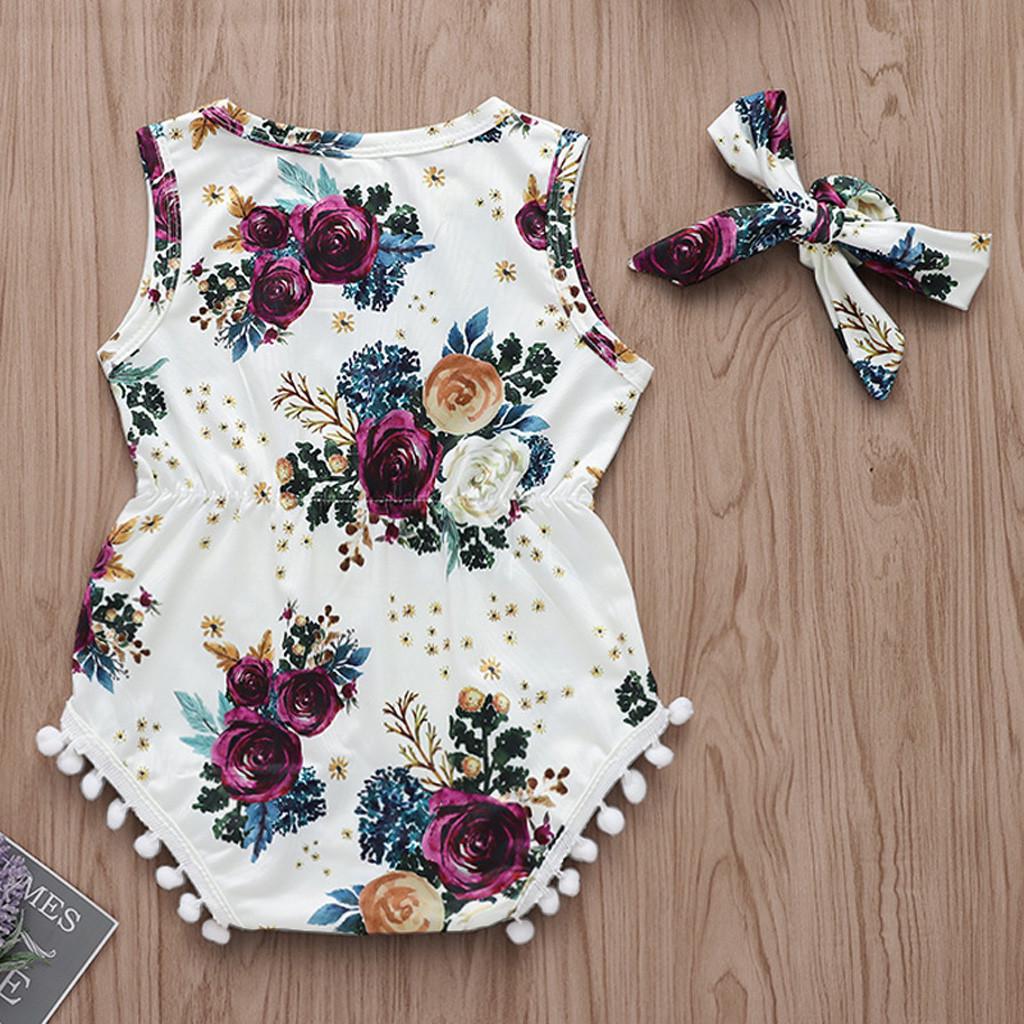 Toddler Copil Bebeluș Fete Floral Salopetă Body Outfit Bandă Haine Vară