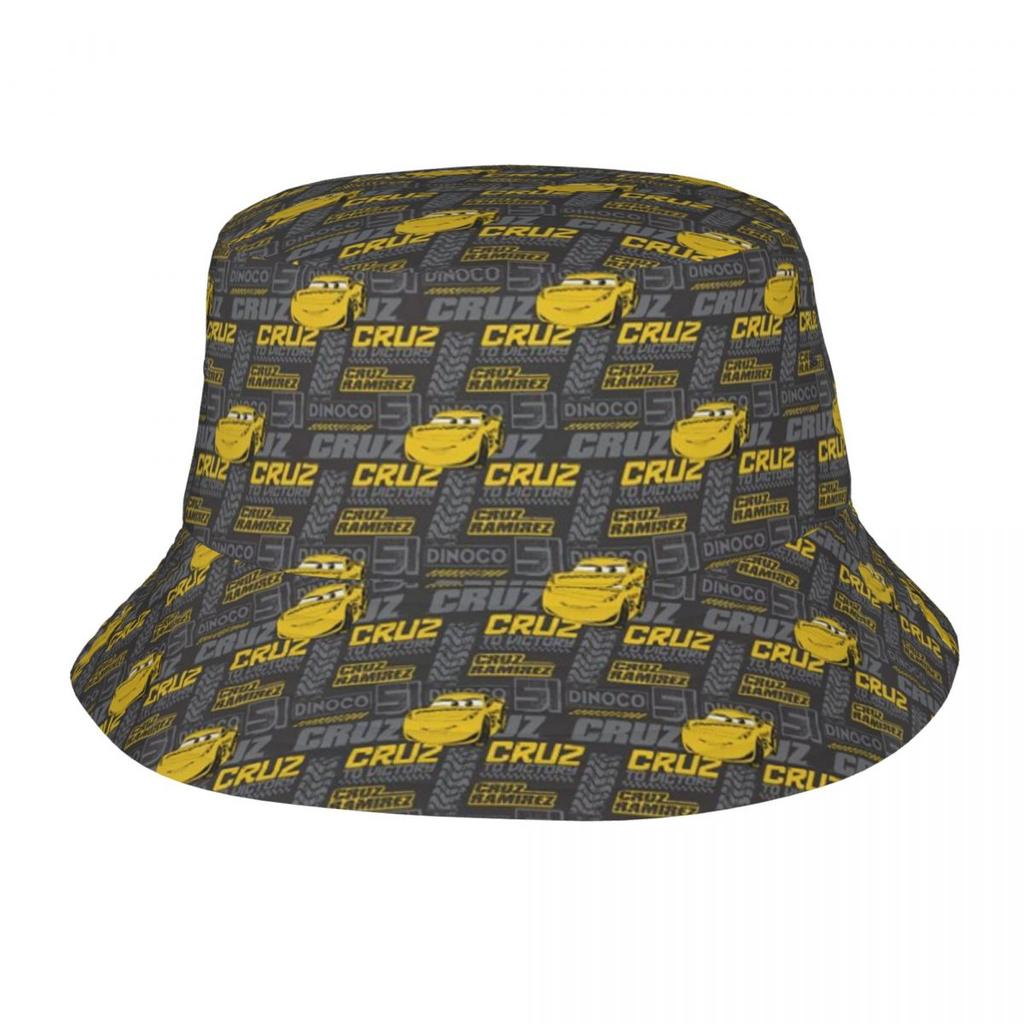 Custom Lightning McQueen Cars Bucket Hat for Unisex Women Printed Cartoon Summer Travel Beach Outdoor Camping Cap