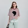 Chuyu Women's Strawberry Applique Cotton Blend T-Shirt