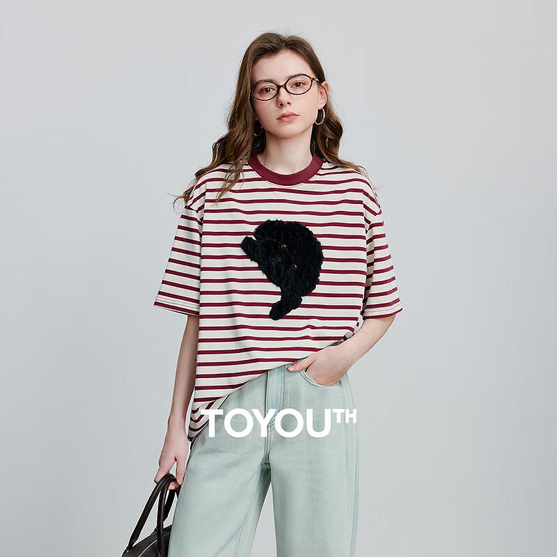 Chuyu Women s Strawberry Applique Cotton Blend T-Shirt XL