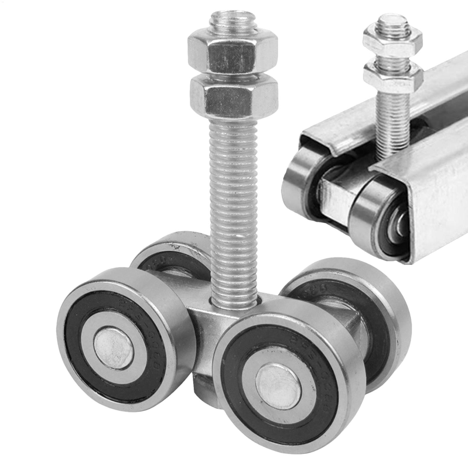 Barn Door Rollers 4 Wheel Trolley Assembly Roller Heavy Duty Sliding Door Hanger Ceiling Mount Barn Door Hardware for Wardrobe argento