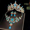 Bridal Crown Three Piece Suit Wedding Crown Tiara Necklace Earrings Korean Super Fairy Wedding Dress Accessories