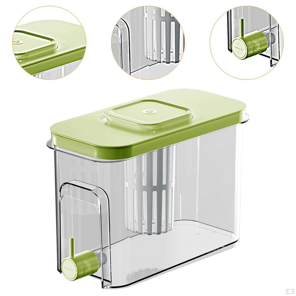 Cold Drinks Juice Container Kettle with Faucet Iced Barrel Save Space Fridge Beverage