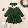 Christmas 5 Color Dresses Long Sleeved Princess Dress with Bow+Headband for Baby Girls 1-18 Months New Year Holiday Costume
