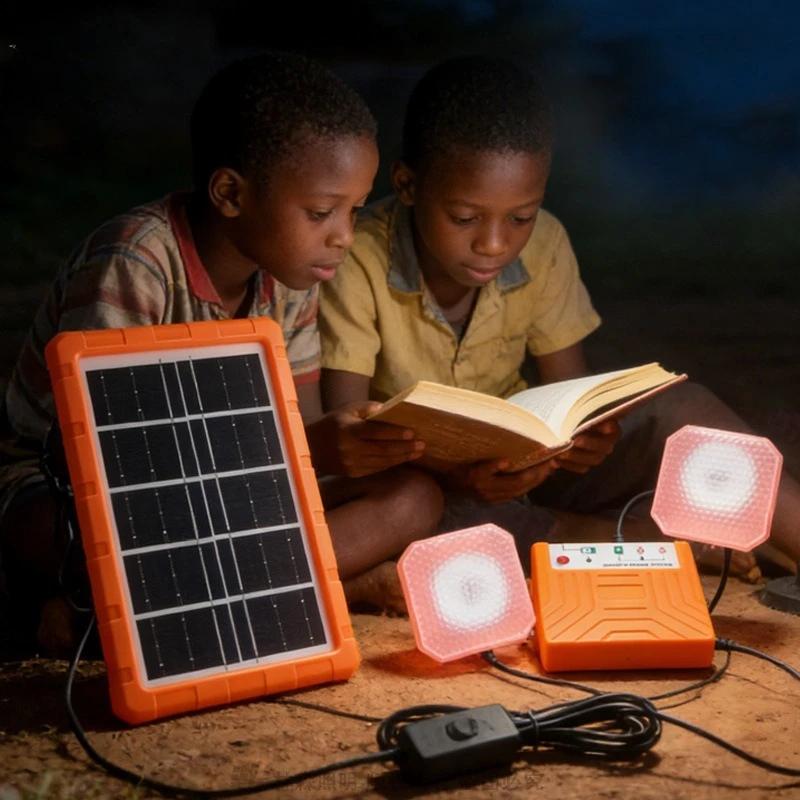 Portable Slim Solar Power Generator with USB Charging LED Flood Lights for Hiking Fishing Patio Lighting